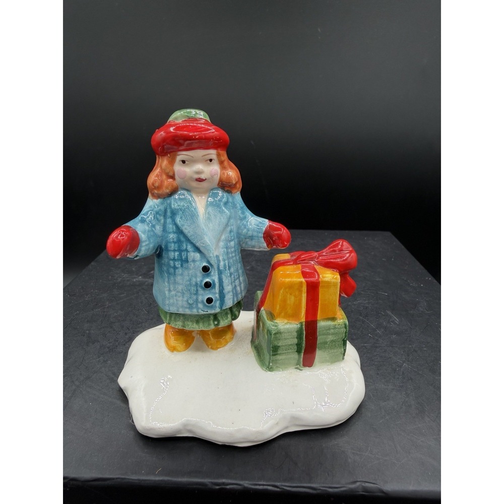🎄📦 Dept 56 Snow Village Accessory Shopping Girl With Packages – 1 Piece 📦🎄